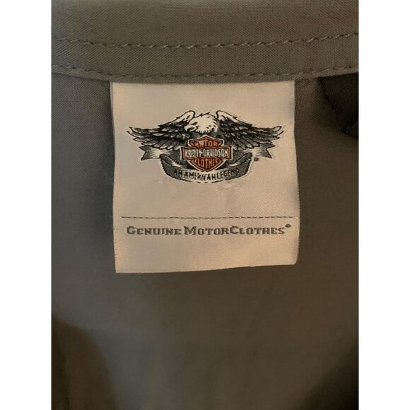 HARLEY-DAVIDSON Army Green Military Style Women's Button-Up Graphic Shirt Large - Picture 3 of 8